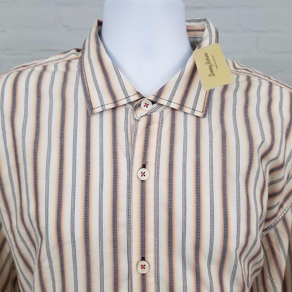 NWT TOMMY BAHAMA STRIPED LONG SLEEVE SALSA Sz XXL